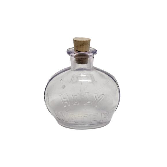 Vintage Rare Holy Water Bottle Amethyst (Purple) Embossed with Cross - Picture 8 of 9